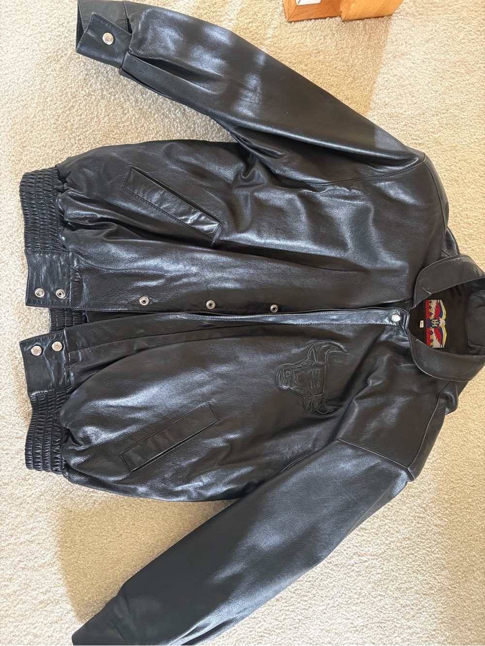 Jeff Hamilton Chicago Bulls Black Leather Bomber Jacket - Men's